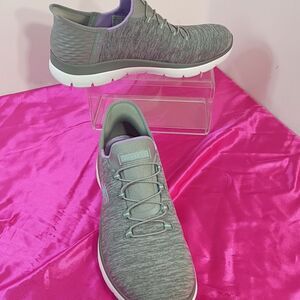 Skechers Slip-ins Shoes Womens SZ 10 Gray Hands Free Walking Athletic Sneakers.